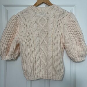 Bubble Sleeve Braided Ribbed Sweater